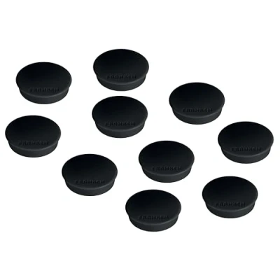 Abbildung von FRANKEN Magnete Rund, 10 Stück, Hochwertige Haftmagnete für Büro, Haushalt, Werkstatt, ideal Whiteboards, Kühlschrank, Plantafeln oder Schaukästen, 38 mm, Schwarz, HM38
