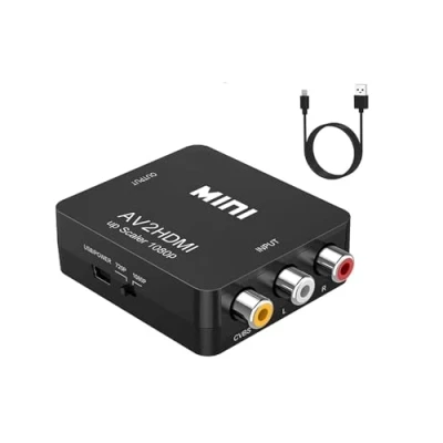 Abbildung von ABLEWE RCA auf HDMI Konverter, AV zu Adapter 1080P Mini Cinch Composite CVBS Video Audio Konverter Unterstützung von PAL/NTSC für TV/PC/PS3/STB/Xbox VHS/VCR/Blu Ray DVD Player.