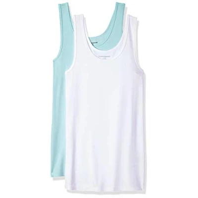 Abbildung von Amazon Essentials Damen Tanktop schlanke Passform, 2er Pack, Aquablau/Weiß, S