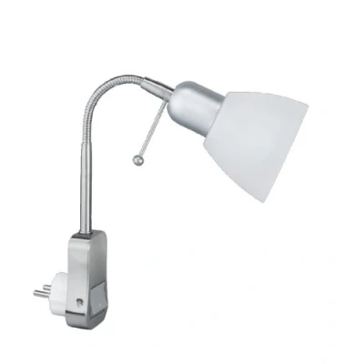 Abbildung von Trio Leuchten 8911211 07 Stecker Spot 1xE14 max. 40W mit Schalter+Flexarm, Metallisch,weiß, Nickel Matt