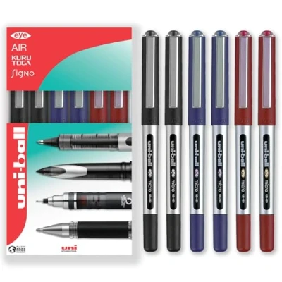 Abbildung von Uni ball Eye Micro Ub 150 Gel Ink Pen 0.5 mm Pack of 6 2 x Black, Blue, Red