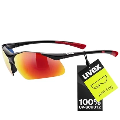 Abbildung von uvex sportstyle 223 Sportbrille für Damen und Herren verspiegelt druckfreier &amp; perfekter Halt black/red one size