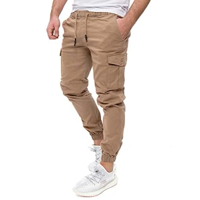 Abbildung von PITTMAN Darius Creme Farbene Cargohosen Männer Arbeitshosen Herren Cargo Hose Baumwolle, Beige (Sepia Tint 171314), W33/L32