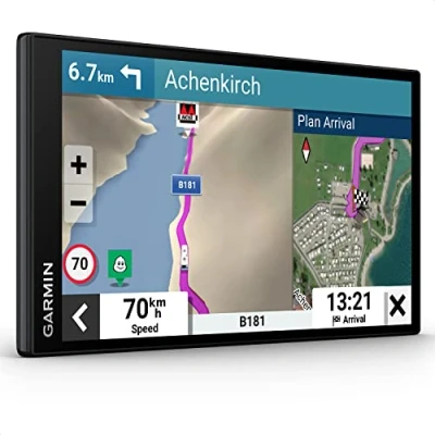 Abbildung von Garmin Camper Navigationsgerät mit 7“ (17,8 cm) Display für Wohnmobile/Wohnwagen, vorinstallierten 3D Karten Europa und Südafrika, Verkehrsinfos in Echtzeit, Campingplatz Datenbank, Schwarz