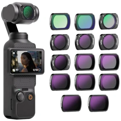 Abbildung von NEEWER Magnetic ND&amp;CPL&amp;Effect Filter Set Kompatibel mit DJI OSMO Pocket 3, 14er Pack HD CPL ND8/16/32/64/128/256/1000 Graufilter ND8/PL ND16/PL ND32/PL ND64/PL Black Diffusion 1/4 Objektiv Zubehör