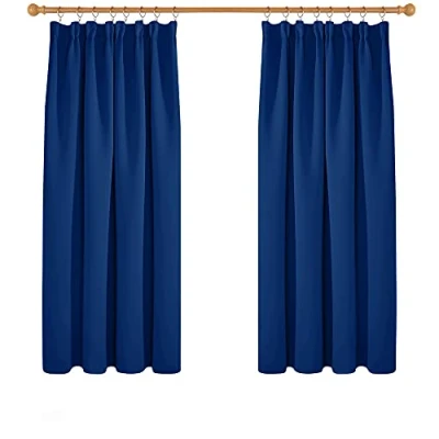 Abbildung von Deconovo Vorhang Blickdicht Thermogardine Kälteschutz Kräuselband Gardinen, 138x168cm(HöhexBreite), Königsblau, 2er Set
