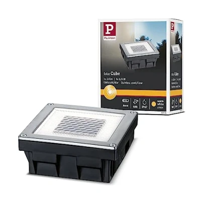 Abbildung von Paulmann 937.74 Special Line Solar Cube/Box LED IP67 Warmweiß 0,24W 93774 Solarleuchte Outdoor Bodenleuchte Außenleuchte Pflasterstein, 10 x cm, Edelstahl, Klar