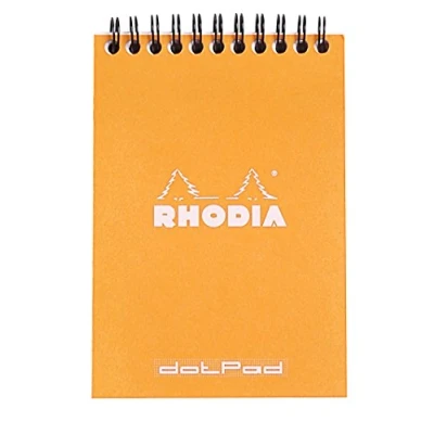 Abbildung von Rhodia 13503C Notizblock (DIN A6, 10,5 x 14,8 cm, Doppelspirale, liniert, dot grid, mikroperforiert, 80 Blatt) 1 Stück orange
