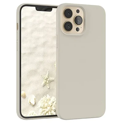 Abbildung von EAZY CASE Premium Silikon Handyhülle kompatibel mit iPhone 13 Pro Max, Slimcover Kameraschutz und Innenfutter, Silikonhülle, Schutzhülle, Bumper, Handy Case, Hülle, Softcase, Taupe