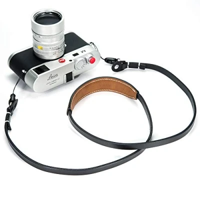 Abbildung von CANPIS Echtes Leder Kamera gurt Schnellverschluss, CP005 Vintage Schultergurt Hals ragegurt für Nikon Canon Sony Pentax Leica Olympus Fuji Alle DSLR (Schwarz Braun)
