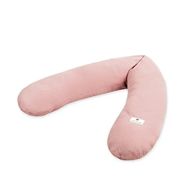 Abbildung von Julius Zöllner Musselin Stillkissen ca. 190 cm Füllung 42 Liter EPS Mikroperlen Made in Germany Bezug aus 100% Baumwollmusselin Oeko TEX® Standard 100 Dusty Rose