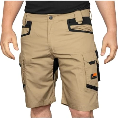 Abbildung von ACE Constructor Herren Arbeitshose kurz Männer Arbeitshosen mit Cargo Taschen &amp; Stretch Bund für den Sommer Beige 66