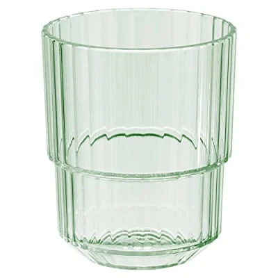 Abbildung von APS Trinkbecher LINEA Hochwertiges Tritan Kunststoff Trinkglas mit 0,15 Liter, BPA frei, stapelbar, bruchfestes Mehrweg Glas, wiederverwendbar und spülmaschinenfest, 150 ml, light green