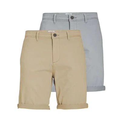 Abbildung von JACK &amp; JONES Herren Chino Shorts Regular Fit 12281875 ,2er Pack (Ultimate Grey / Crockery) ,XL