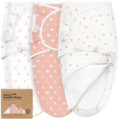 Abbildung von 3 Pack Pucksack Baby 0 monate Bio Baumwolle Pucktuch Baby, Ergonomische Schlafsack Neugeboren, Reißverschluss, Leicht zu wechselnde Babyschlafsack Neugeborene (Butterflies)