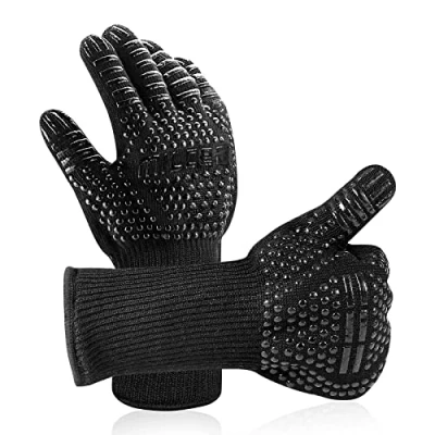Abbildung von Grillhandschuhe, BBQ Handschuhe, Hitzebeständige MILcea Handschuhe Barbecue Ofenhandschuhe Backhandschuhe