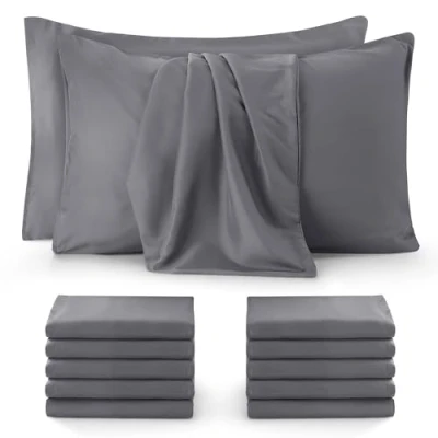 Abbildung von Utopia Bedding Kissenbezug 50x75 12er Set Kopfkissenbezug 50 x 75 aus 100% gebürsteter Mikrofaser mit Umschlagverschluss Falten , verblassen und schmutzabweisende Kissenbezüge Grau