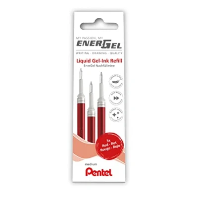 Abbildung von Pentel LR7 3B Nachfüllmine für EnerGel Stifte 0.7 ball = 0,35mm Strichstärke, VE 12 x 3 Stück, rot