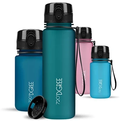Abbildung von 720DGREE Trinkflasche Kinder 500ml “uberBottle“ softTouch +Sieb Auslaufsicher, BPA Frei Flasche für Schule, Sport, Fitness Wasserflasche aus Tritan Schmal, Leicht, Stoßfest, Wiederverwendbar