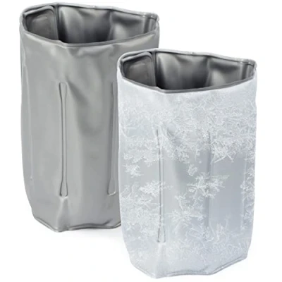Abbildung von COM FOUR® 2x Flaschenkühler für unterwegs Weinkühler Manschette mit Schnellverschluss Kühlmanschette zum Kühlen von Bier, Wein und Softdrinks Sektkühler (02 Stück 32.8 x 15 cm grau)
