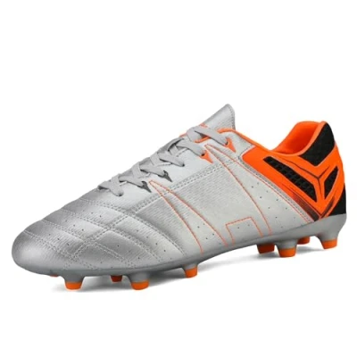 Abbildung von DREAM PAIRS Herren Fußballschuhe Jugen Trainingsschuhe Professionelle Stollen Spikes Cleats Outdoor Sport Football Schuhe,Size 39,Silber/ORANGE/SCHWARZ,SDSC2201M E