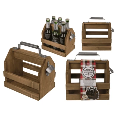 Abbildung von Out of the blue Flaschenhalter aus Holz für 6 Flaschen à 33 cl mit Flaschenöffner Metall