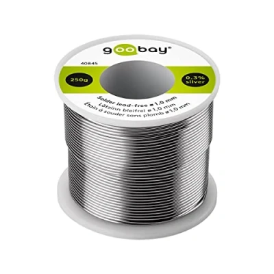 Abbildung von Goobay 40845 Lötzinn bleifrei ø 1mm Lötdraht mit Flussmittel / 0,3 % Silber 0,7 Kupfer 217 C Schmelzpunkt Löt Zinn bleifreies Löten 250g