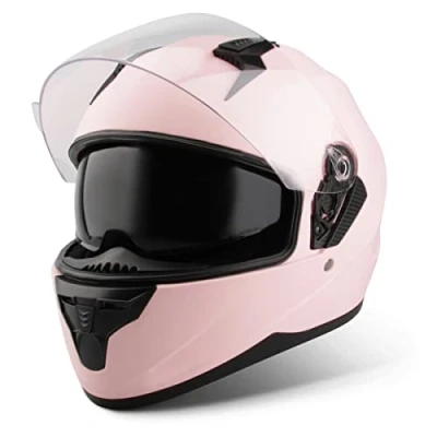 Abbildung von VINZ Kennet Integralhelm mit Sonnenblende Motorrad Helm Vollvisierhelm Mopedhelm ECE 22.06 Motorradhelm Full Face Helme für Damen In Gr. XS XXL Matt Rosa
