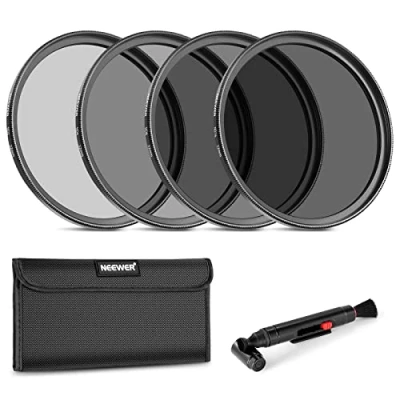 Abbildung von NEEWER 52mm ND Filter Set ND2 ND4 ND8 ND16, Objektivreinigungsstift, Filterbeutel, Graufilter Set, kompatibel mit Canon Nikon Sony Panasonic DSLR Kameras Objektiv