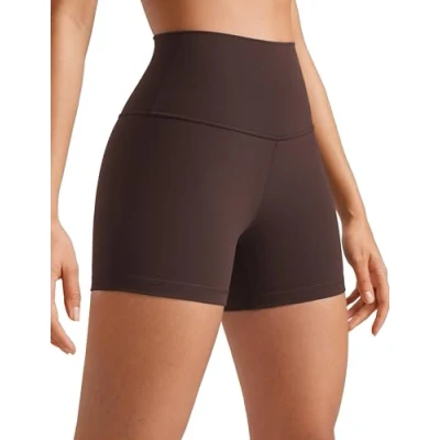 Abbildung von CRZ Yoga Butterluxe Damen Radlerhose Kurze Sporthose High Waist Sommer Shorts Laufshorts Fitness Hose 10cm Heißes Fudge Brown 38