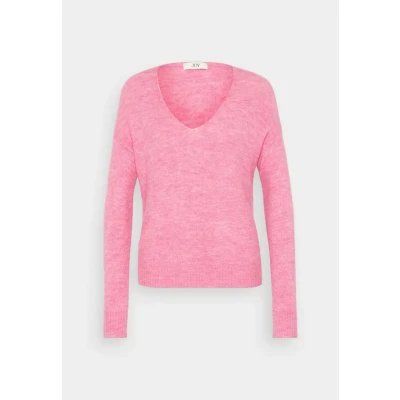 Abbildung von JDY Jdyelanora L/S Vneck NOOS Strickpullover, Damen, Größe: XS, Pink cosmos melange