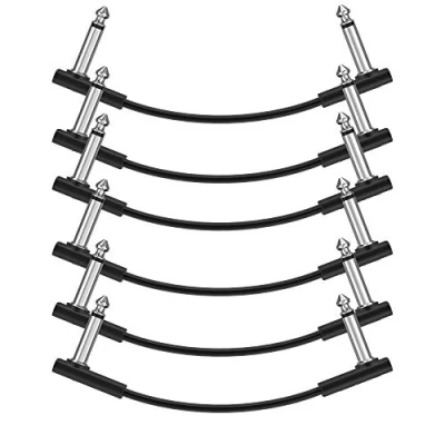Abbildung von Donner Flache Patchkabel für Gitarreneffektpedale 6 Zoll Platzsparend Klarer Klang 1/4&quot; TS Rechtwinklig 6er Pack