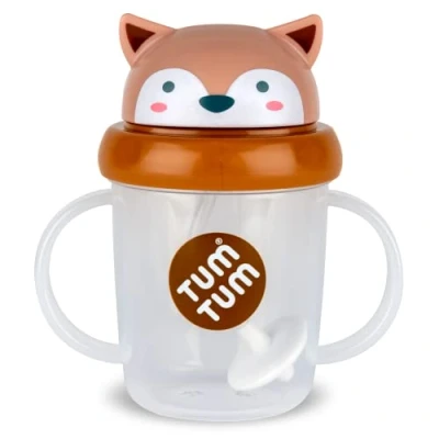 Abbildung von TUM Tippy Up Schnabeltasse mit freiem Durchfluss (ohne Ventil), für Kleinkinder, 200 ml, BPA frei (Fergus Fox S3)