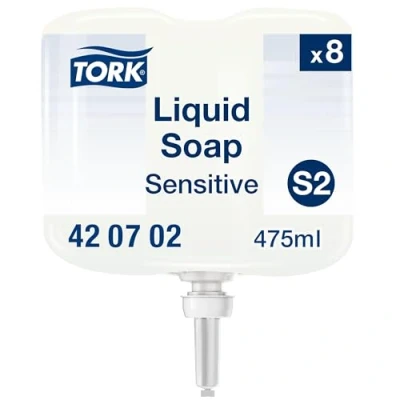 Abbildung von Tork Sensitive Hand Mini Flüssigseife S2, dermatologisch getestet, 8 x 475 ml, 420702