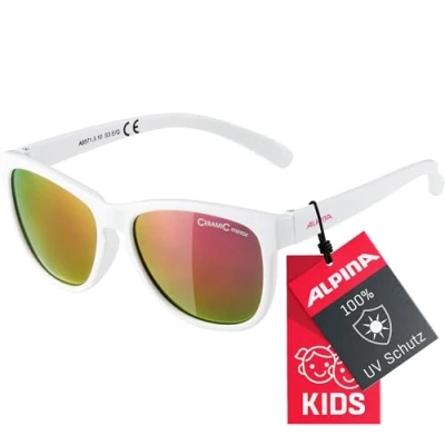 Abbildung von ALPINA LUZY Verspiegelte und Bruchsichere Sonnenbrille Mit 100% UV Schutz Für Kinder, white gloss, One Size