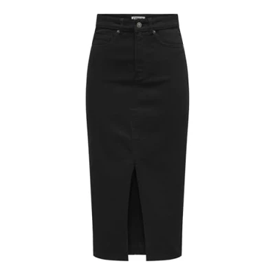 Abbildung von ONLY Onlsiri Front SLIT Skirt Jeansrock, Damen, Größe: XS, Black denim