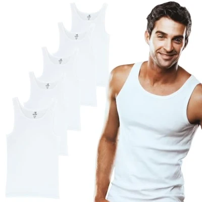 Abbildung von SGS 5er Pack: Stilvolle Unterhemden Herren &amp; Tank Top in Weiß Schwarz oder Bunt ideal als Muskelshirt Unterziehshirt