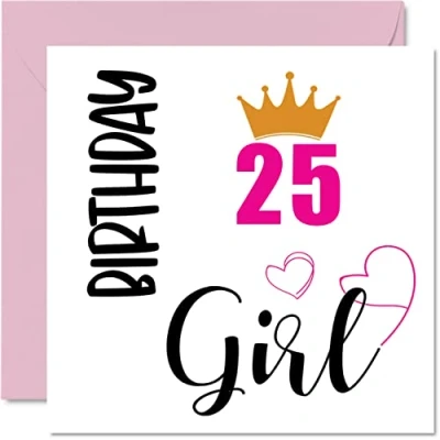 Abbildung von Geburtstagskarte zum 25. Geburtstag für Frauen 25 Jahre alte Frau Tochter Schwester Tante Cousin Freund Nichte, 145 mm x Twenty Five Fifth Grußkarten Geschenk