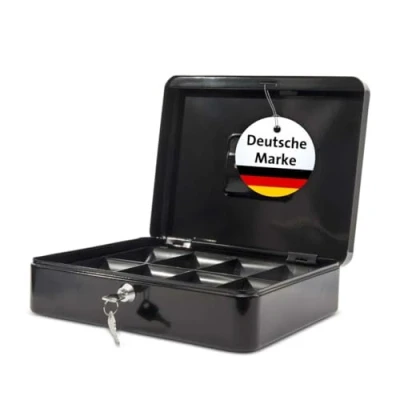 Abbildung von MAUL Geldkassette aus Stahl 30x24x8,7cm abschließbar Münzgeld Einsatz herausnehmbar Kasse mit 2 Schlüsseln Ideal als Spardose, Geldtasche, Tresor, groß Schwarz