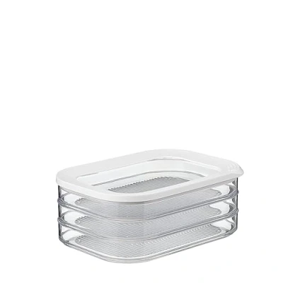 Abbildung von Mepal Aufschnittboxen für Kühlschrank mit 3 lagen Wurst Aufbewahrung Deckel Geeignet zur von Fleischprodukten Organizer Aufschnitt x 550 ml White