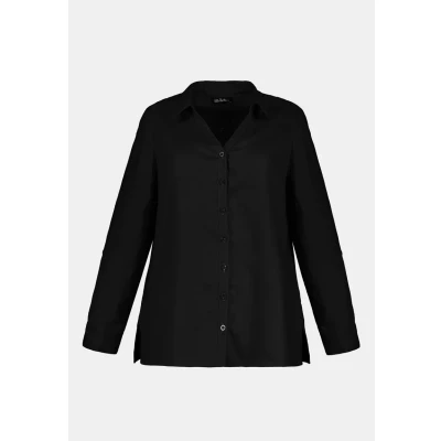 Abbildung von Ulla Popken Hemdbluse, Damen, Größe: 62/64, Noir