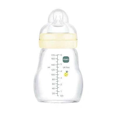 Abbildung von MAM Feel Good A161 Trinkflasche aus Glas, mit patentiertem SkinSoftTM Silikon, Ultraweiches für Babys ab 0 Monaten, 170 ml