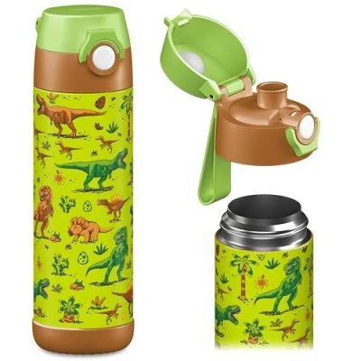 Abbildung von JARLSON® Trinkflasche Kinder &quot;MALI&quot; Thermo Edelstahl Wasserflasche BPA frei auslaufsicher Kinderflasche mit Chug Deckel Flasche für Schule, Kindergarten 350ml (Haie, 500 ml)