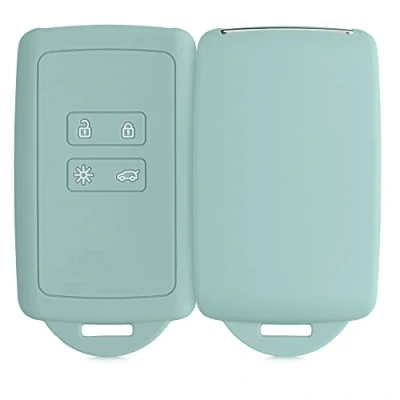 Abbildung von kwmobile Autoschlüssel Hülle kompatibel mit Renault 4 Tasten Smartkey (nur Keyless Go) Silikon Schutzhülle Schlüsselhülle Cover in Mintgrün