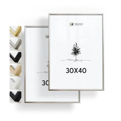 Abbildung von Heimlich® Bilderrahmen 30x40 cm, Aluminium, Metall, Silber, 2er Pack Großer Diplom und Dokumentenrahmen mit Kunststoffabdeckung Nur zur Wandmontage