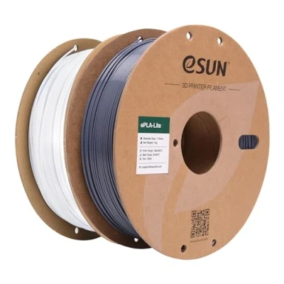 Abbildung von eSUN PLA Filament 1.75mm, Modifiziertes 3D Drucker PLA, Maßgenauigkeit +/ 0.03mm, 1KG pro Spule, 2 Spulen Druck für Drucker, Grau+Kaltes Weiß