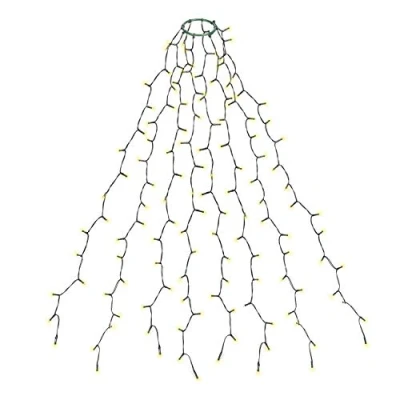 Abbildung von SALCAR 1,5m Weihnachtsbaum Lichterkette mit Ring und 8 Girlanden, 200er LED Christbaumbeleuchtung für 90cm bis 150cm Tannenbaum, Warmweiß