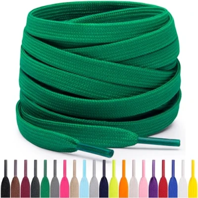 Abbildung von Miscly Flache Schnürsenkel, in verschiedenen Längen und Farben erhältlich (114 cm, Grün)