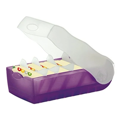Abbildung von HAN Lernkarteibox CROCO, einfach Vokabeln lernen mit 5 Fächer Lernsystem, DIN A8 Karteikasten für 500 Karten, inkl. Stützplatten + 100 Lernkarten, Karteibox, Lernbox, 998 673, transluzent/lila