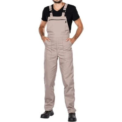Abbildung von Mazalat Lange Latzhose mit Multifunktionstaschen Berufsbekleidung für Handwerker, Maurer, Dachdecker, Schreiner, Elektriker und viele andere Hohe Qualität Made in EU, Beige, 3XL